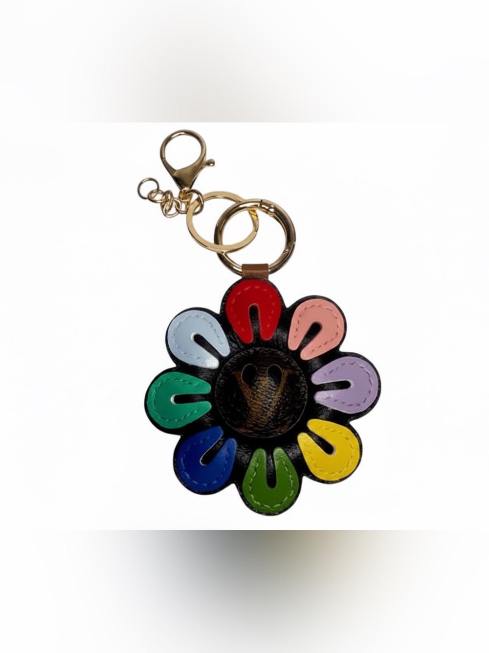 Upcycled Louis Vuitton Multi-Color Flower Leather Keychain Bag Charm